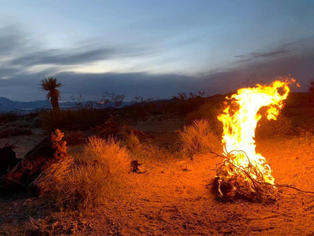 bon fire in desert